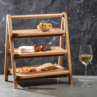 3 Tier Serving Wooden Tray Decorative
