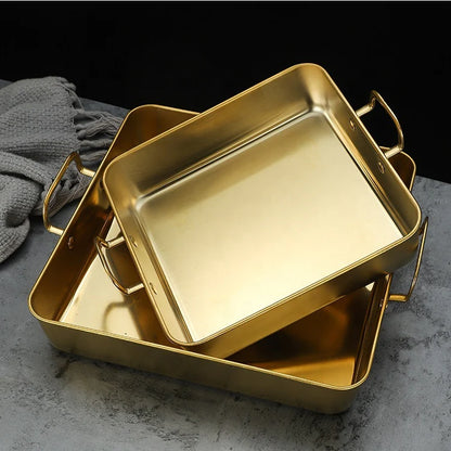 Gold Stainless Steel Multipurpose Serving & Baking Tray